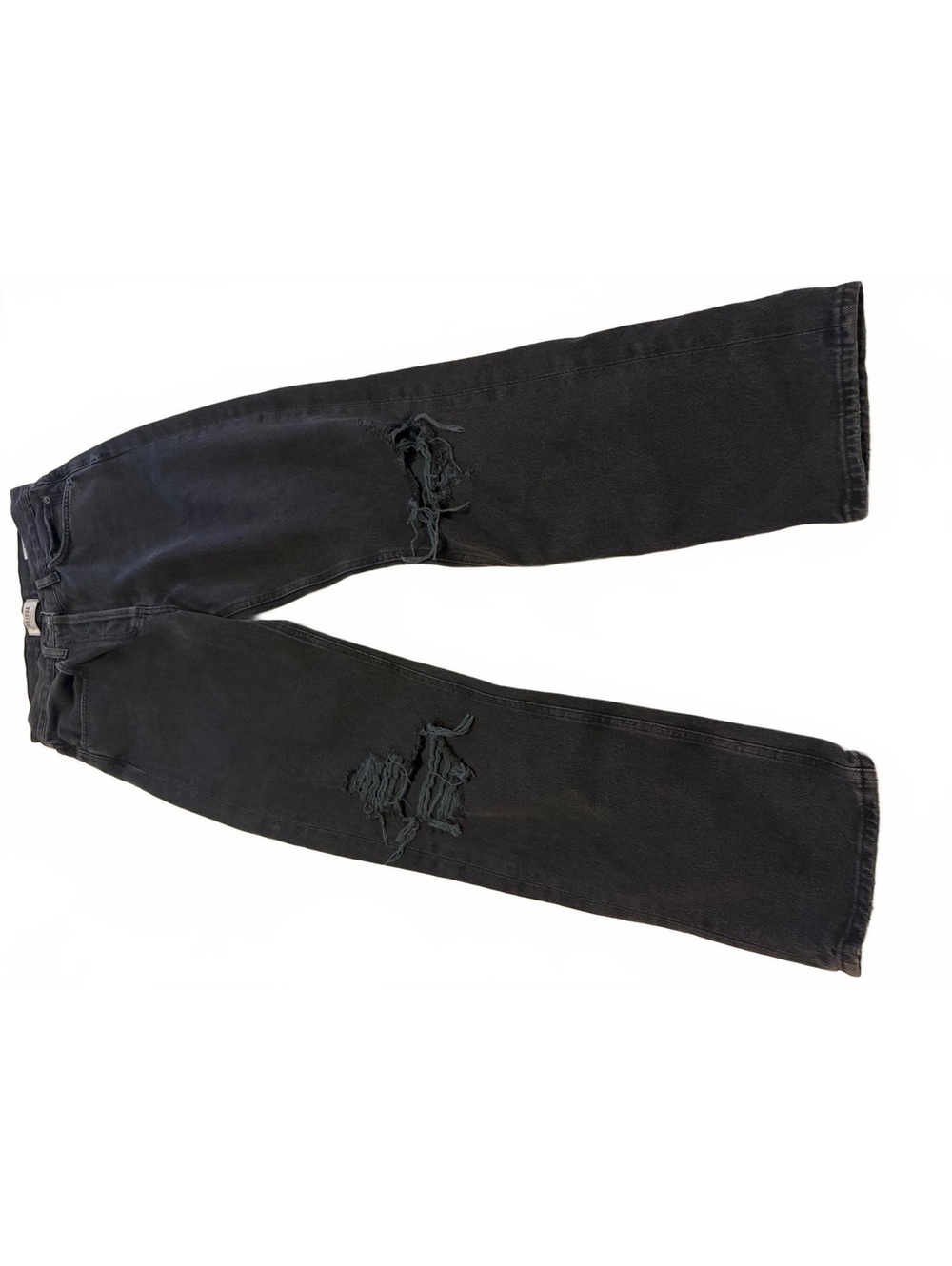 AGOLDE Black Distressed Straight Leg Jeans Size 25